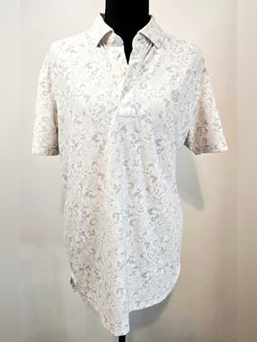 G/FORE Floral Golf Polo Shirt White Gray Womens Collared Preppy